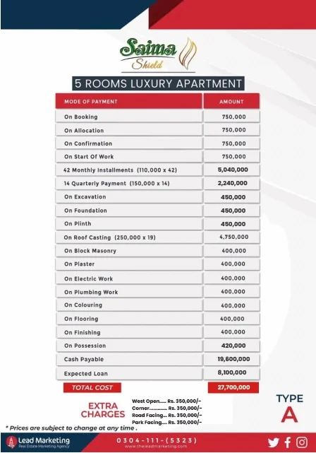 5 bedrooms apartment payment plan TYPE A