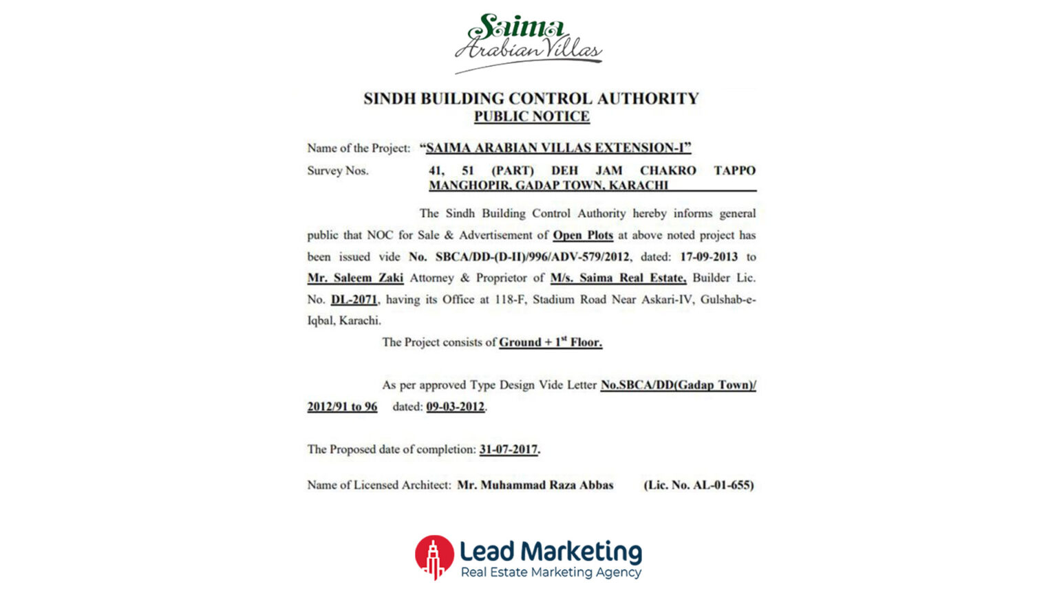 Saima Arabian Villas Payment Plan Master Plan Location