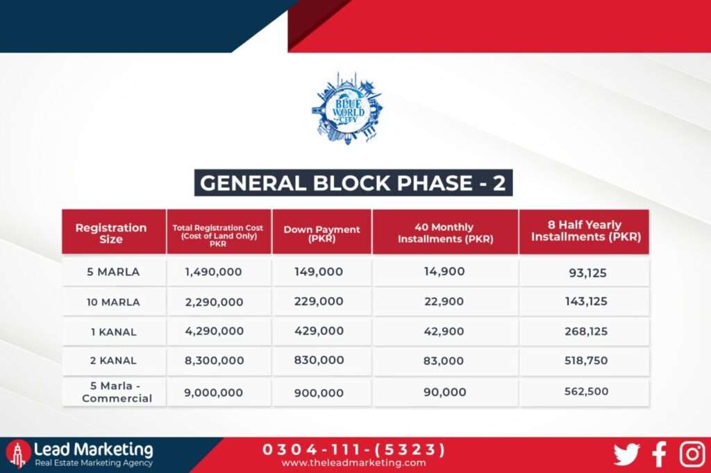 Blue World City General Block Payment Plan image