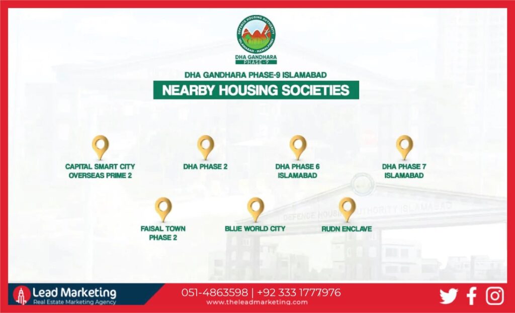 DHA Ghandhara Phase 9 Islamabad Nearby Area and Places:
