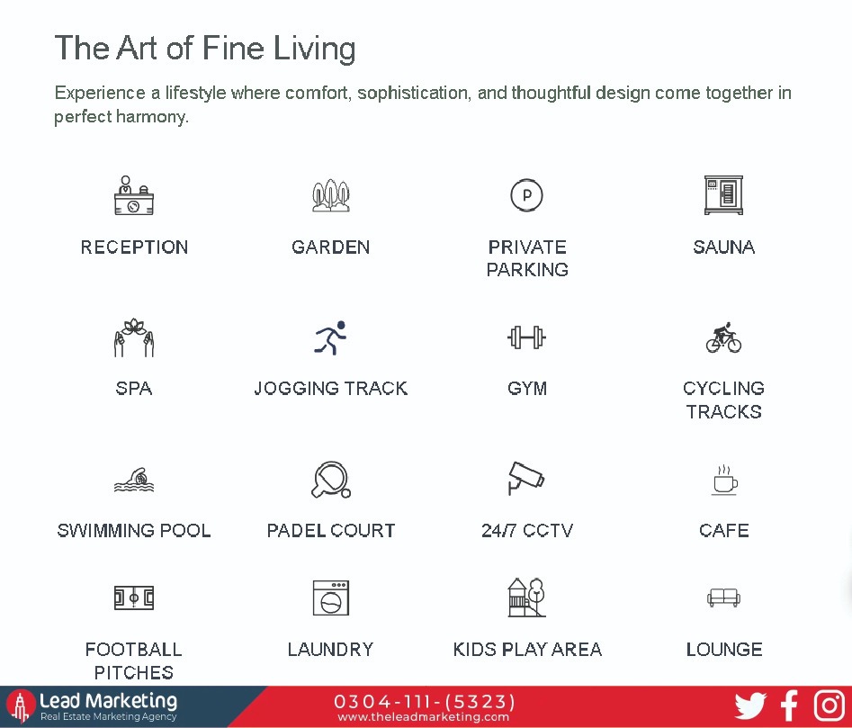 The Courtyard Residences Islamabad Facilities and Amenities: