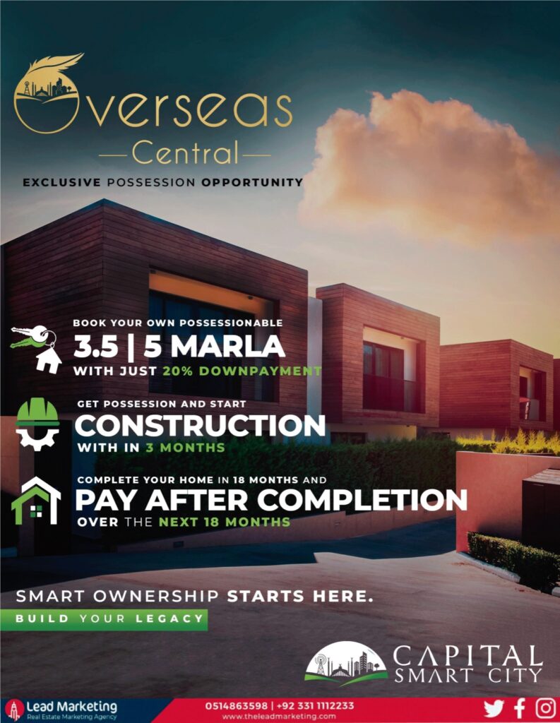 Capital Smart City Overseas Central Block 3.5 Marla