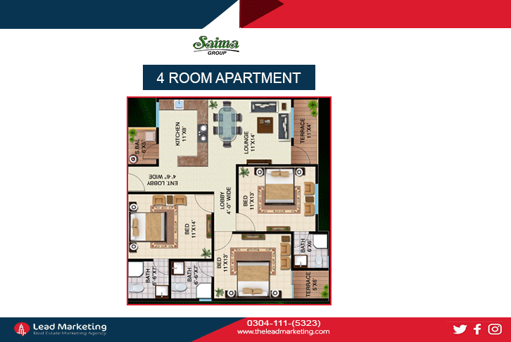 Saima Luxury Apartment Floor Plan: