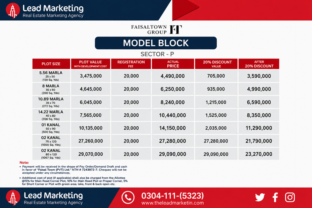 Faisal Town Phase 2 P Block payment plan Image