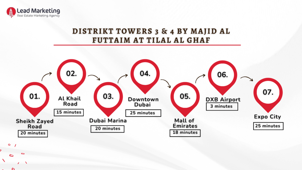 District Towers 3 & 4 at Tilal Al Ghaf Location image