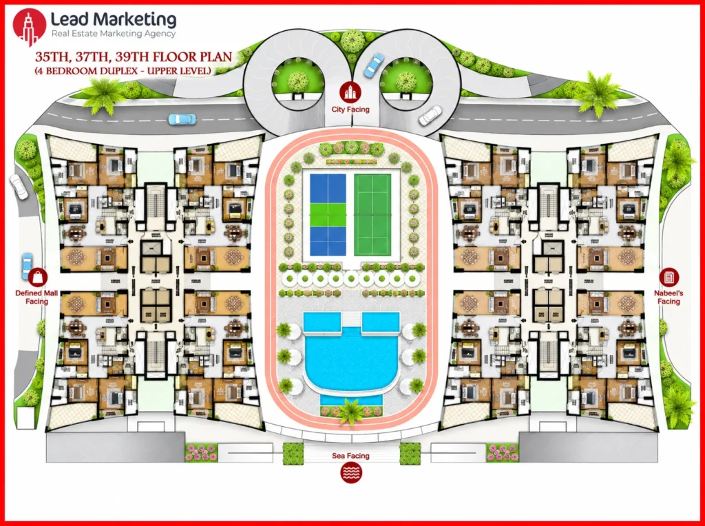 The Trillium DHA Karachi 4 Bedroom Duplex Residences Upper Level Image