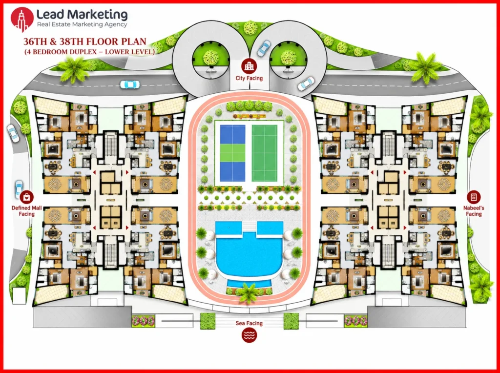 The Trillium DHA Karachi 4 Bedroom Duplex Residences Lower Level Image