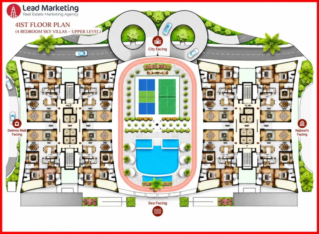 The Trillium DHA Karachi 4 Bedroom Sky Villas Residences Upper Level Image
