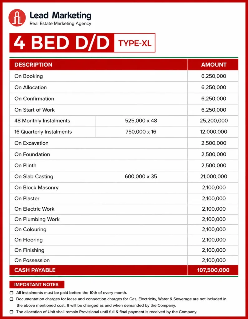 4 Bed D/D Type-A Payment Plan Image