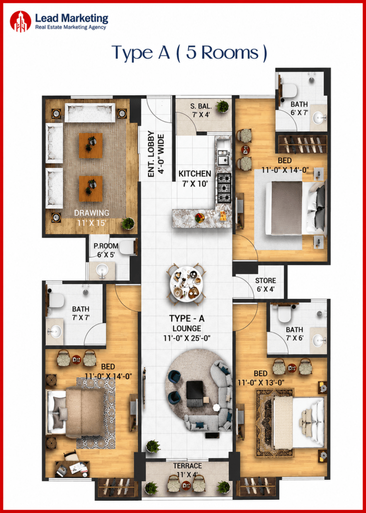 Chapal Courtyard III Karachi Type A (5 Room)