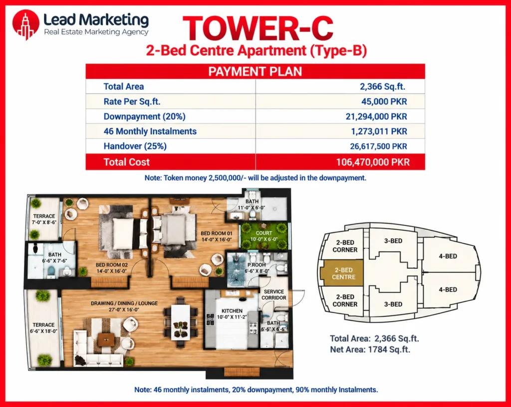 The Arkadians Tower C 2-Bed Centre Apartment Type B Payment Plan Image