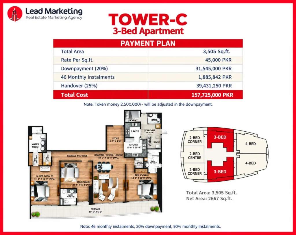 The Arkadians Tower C 3-Bed Apartment Payment Plan Image