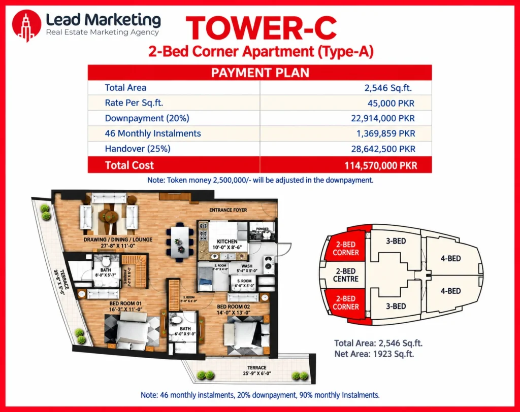 The Arkadians Tower C 2-Bed Corner Apartment Type A Payment Plan Image