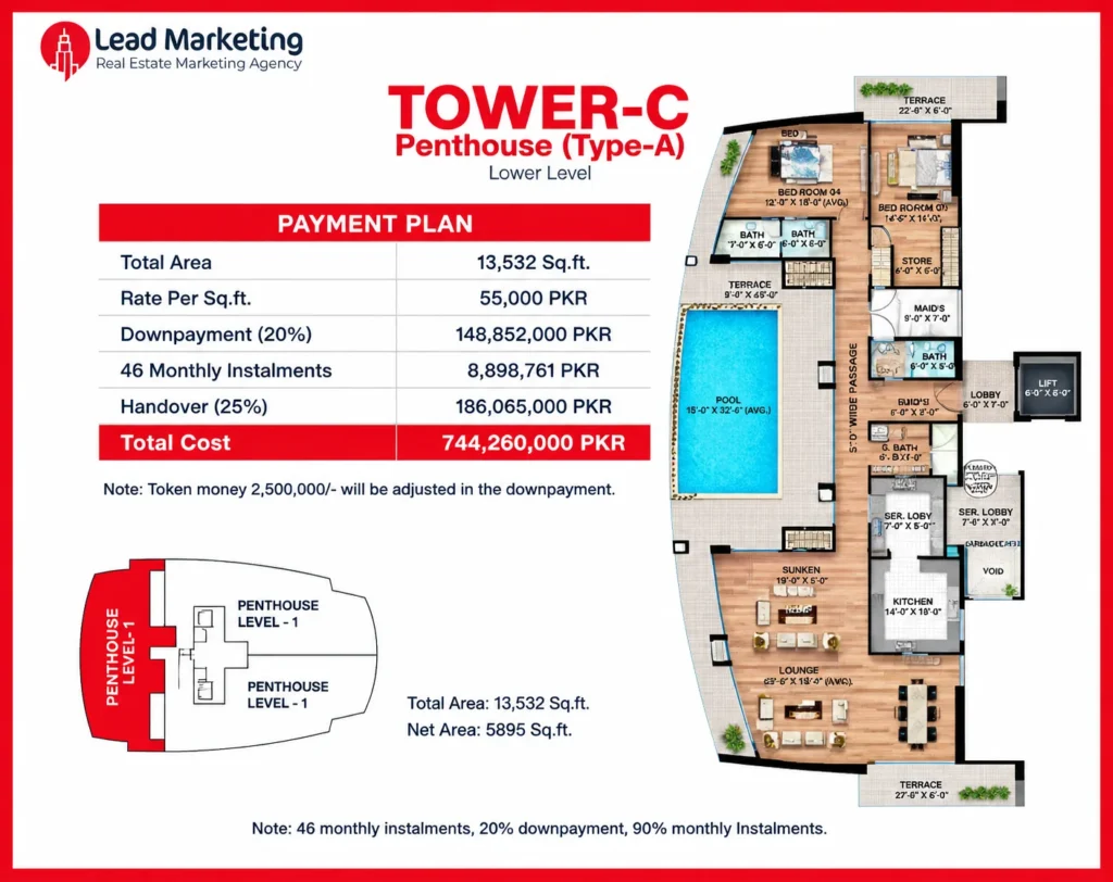 The Arkadians Tower C Penthouse Type-A Lower Level Floor Plan Image