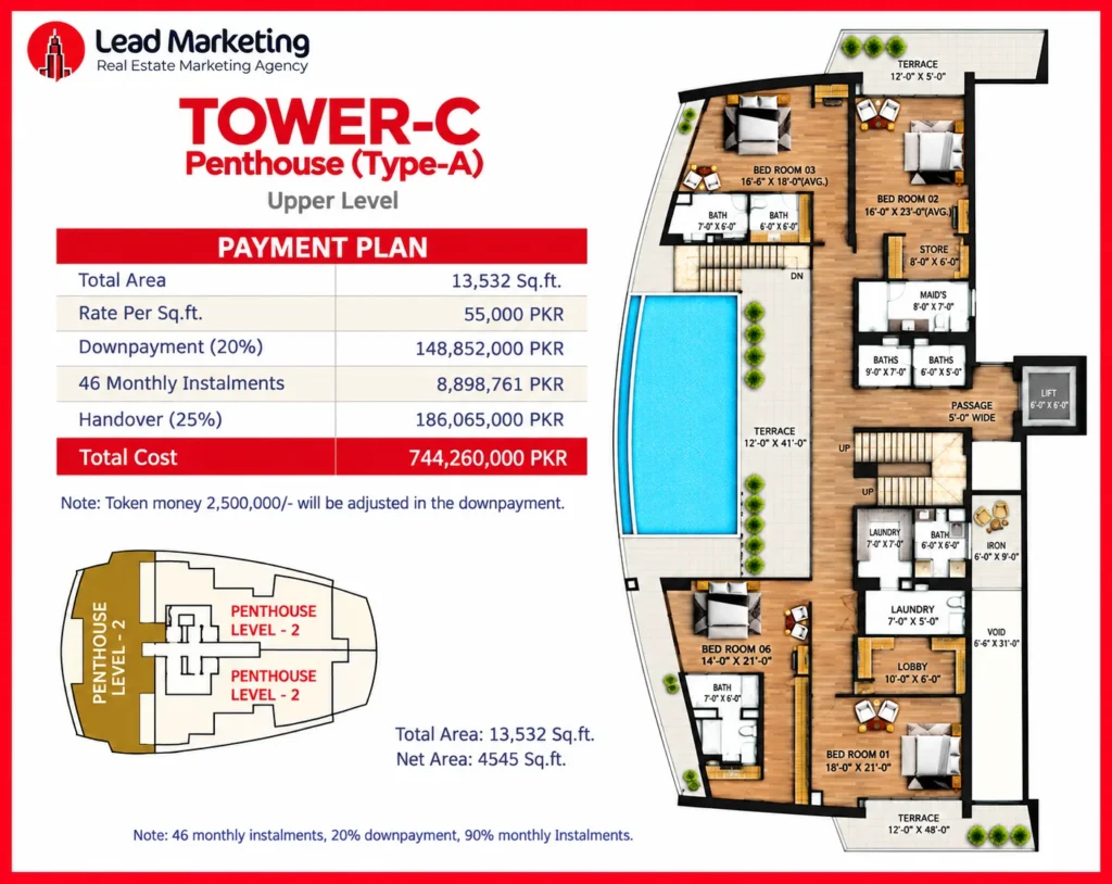 The Arkadians Tower C Penthouse Type-A Upper Level Floor Plan Image