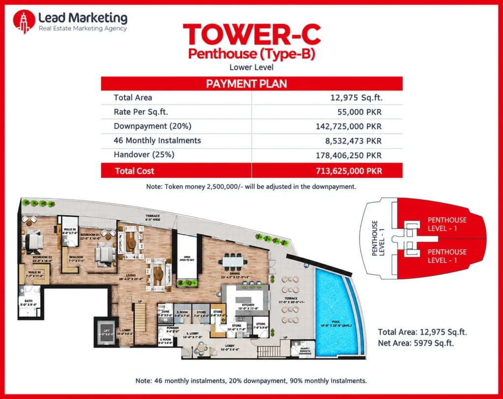 The Arkadians Tower C Penthouse Type-B Lower Level Floor Plan Image