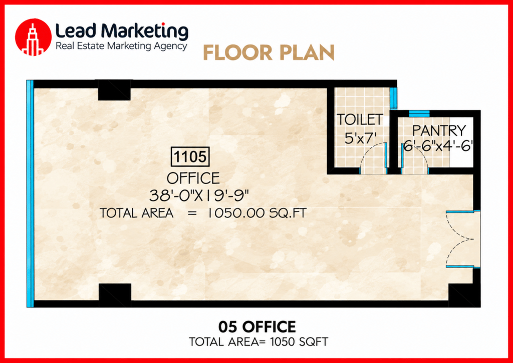 AA Central Office Tower Office 05 Floor Plan 1050 Sq Ft