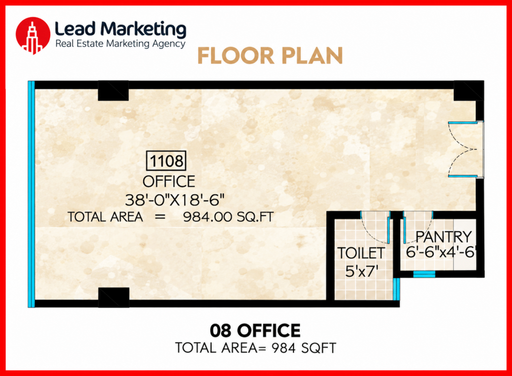 AA Central Office Tower Office 08 Floor Plan 984 Sq Ft