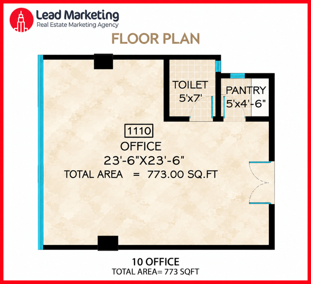 AA Central Office Tower Office 10 Floor Plan 773 Sq Ft