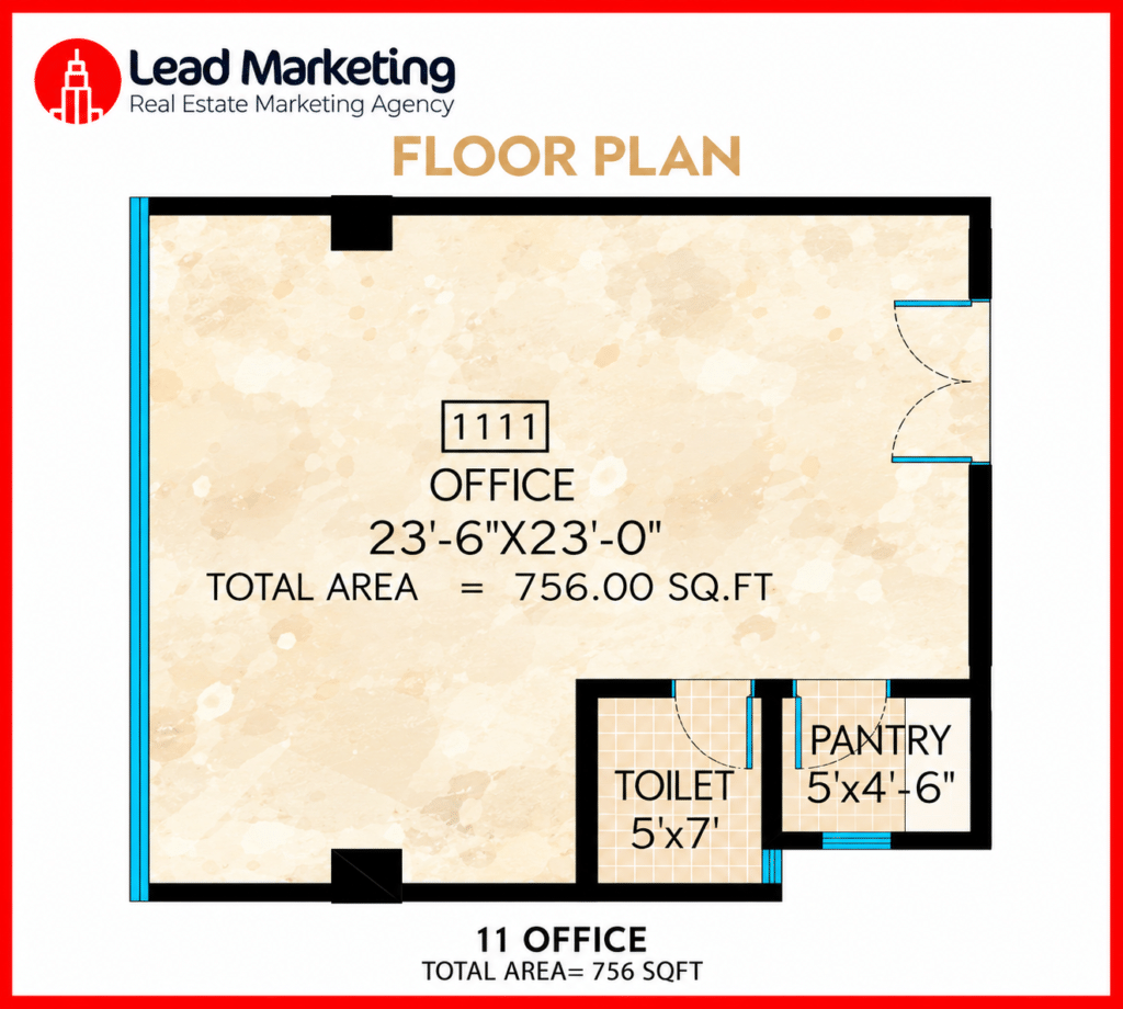 AA Central Office Tower Office 11 Floor Plan 756 Sq Ft