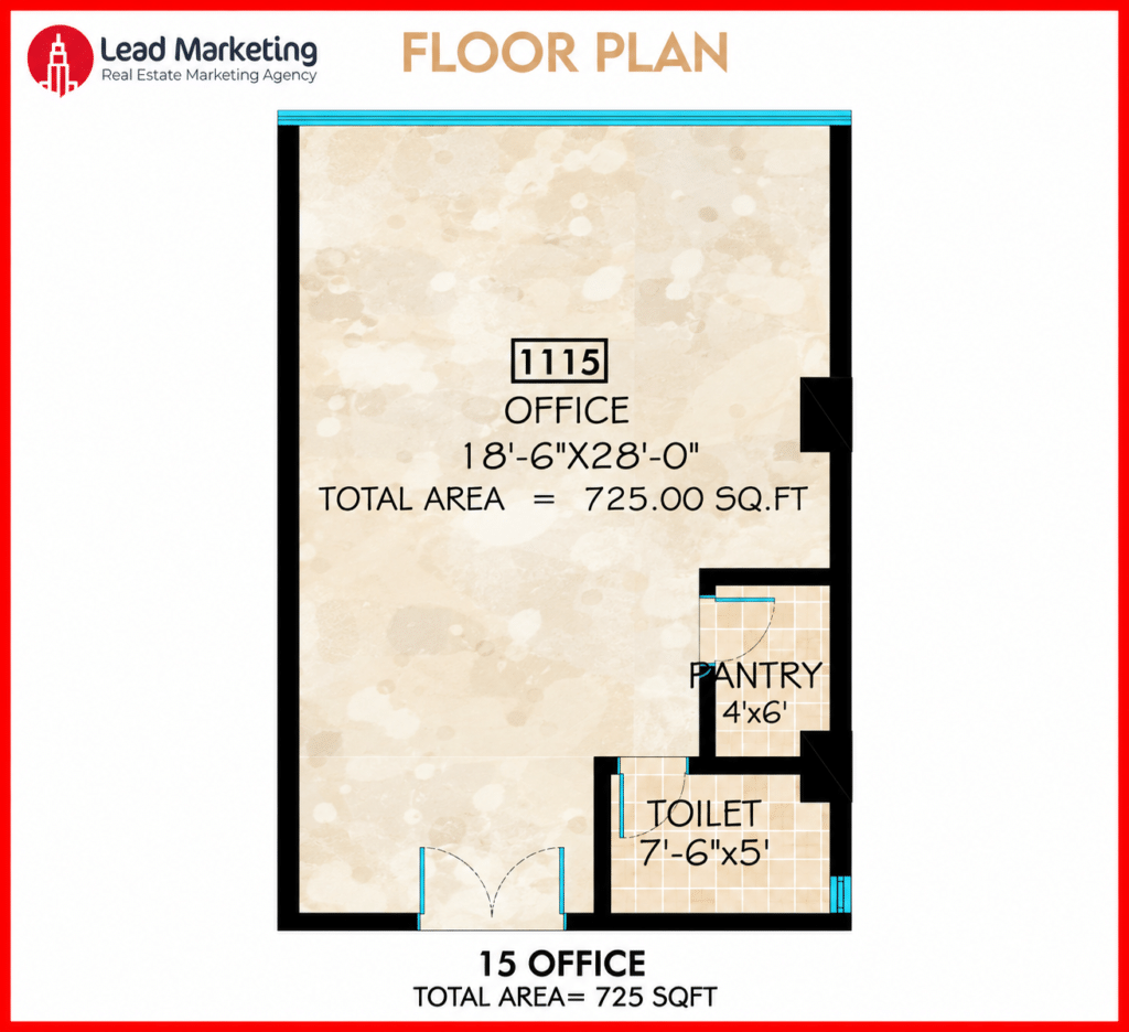 AA Central Office Tower Office 15 Floor Plan 725 Sq Ft