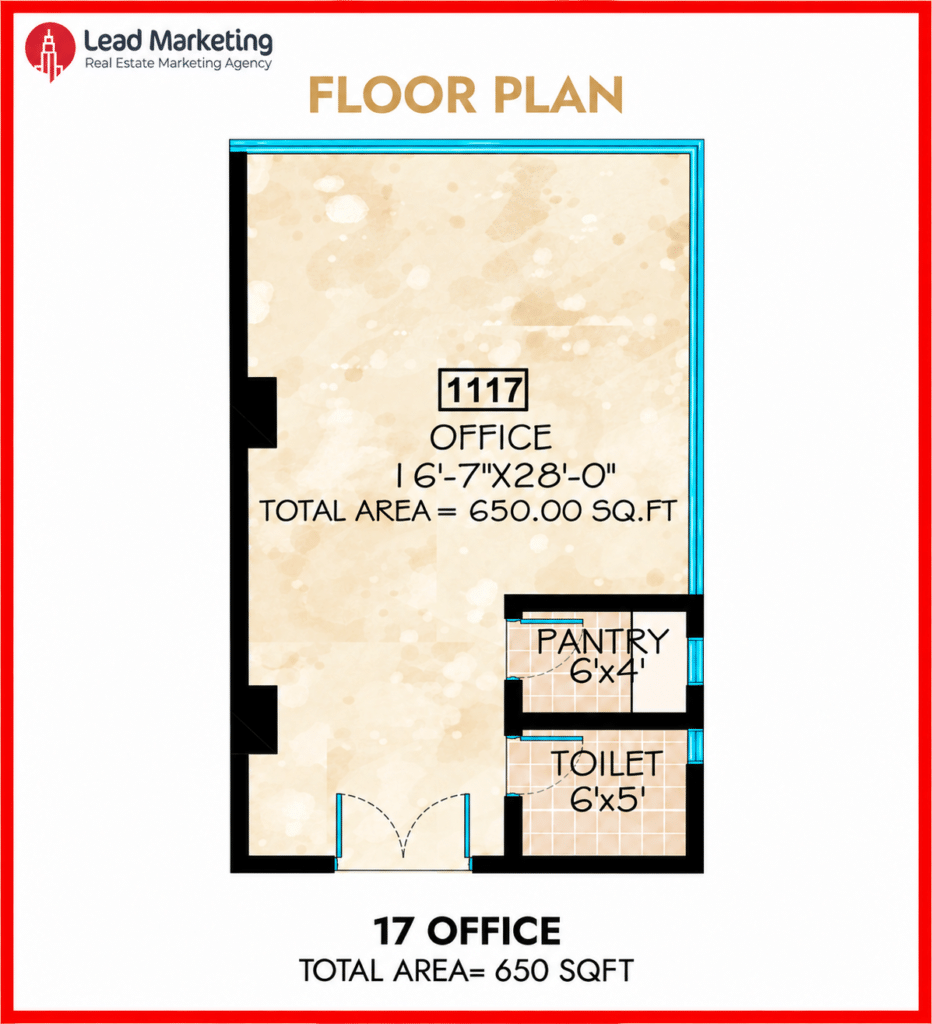 AA Central Office Tower Office 17 Floor Plan 650 Sq Ft