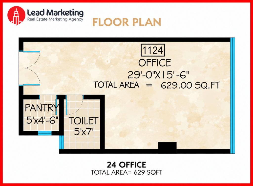 AA Central Office Tower Office 24 Floor Plan 629 Sq Ft