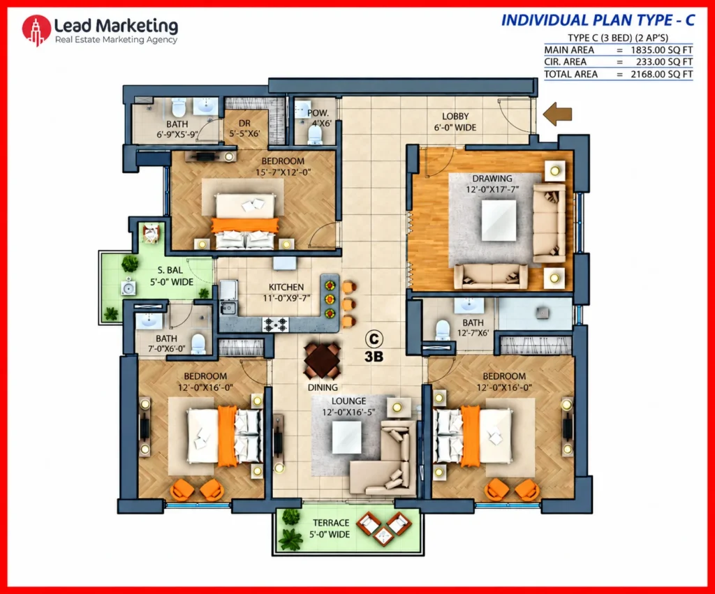 Type C 2,128 Sq. Ft Image